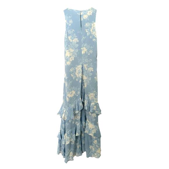 Reformation Blue White Magnus Floral Ruffle Sleeveless A-Line Blue 4 - Picture 4 of 6